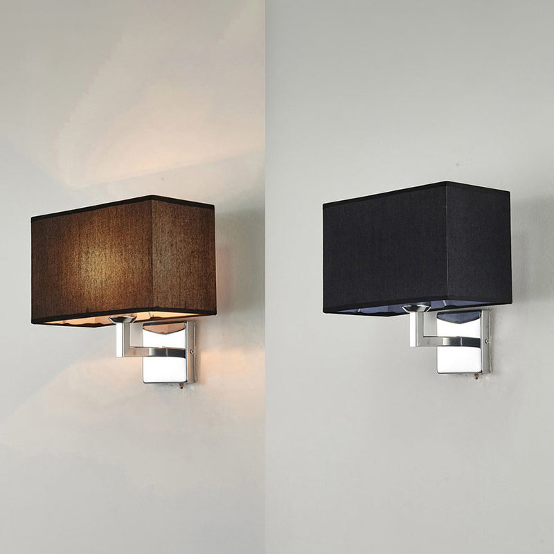 Minimalist Rectangular Fabric Wall Lamp - 1 Head Ideal For Bedroom Lighting Black
