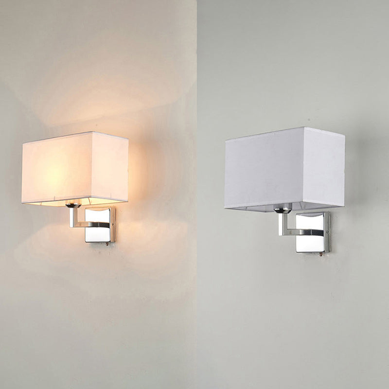 Minimalist Rectangular Fabric Wall Lamp - 1 Head Ideal For Bedroom Lighting White