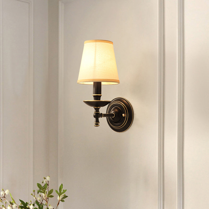 Sleek Conical Wall Mount Lamp: Modern 1-Bulb Black Sconce Light For Dining Room