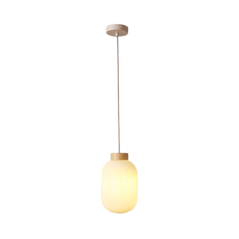 Modern Asian Pendant Lamp with Paper Shade - White Capsule/Drum Ceiling Light for Corridor - Sizes: 5.5"/8"/12" Wide