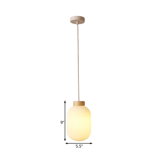 Modern Asian Pendant Lamp with Paper Shade - White Capsule/Drum Ceiling Light for Corridor - Sizes: 5.5"/8"/12" Wide