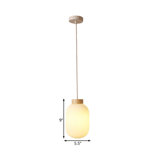 Modern Asian 1-Light Paper Pendant Lamp - White Capsule/Drum Design Corridor Lighting 5.5/8/12 Wide
