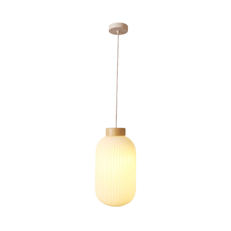 Modern Asian Pendant Lamp with Paper Shade - White Capsule/Drum Ceiling Light for Corridor - Sizes: 5.5"/8"/12" Wide