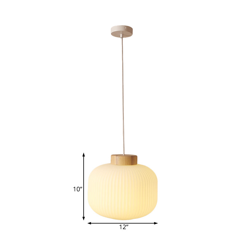 Modern Asian Pendant Lamp with Paper Shade - White Capsule/Drum Ceiling Light for Corridor - Sizes: 5.5"/8"/12" Wide