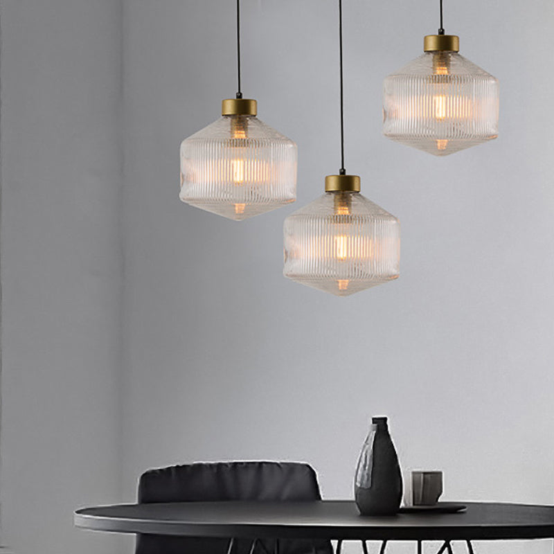 Modern Clear/Amber/Smoke Grey Glass Drum Pendant Light - 1-Light Ceiling Suspension Lamp