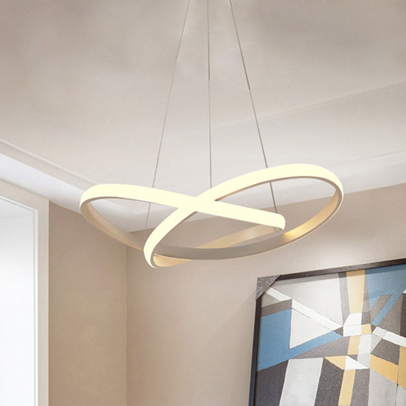 Sleek Curves Ceiling Light: Modern Led Chandelier Pendant In Warm/White Light Seamless Design White