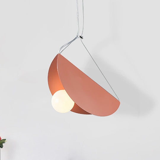 Nordic Style Fold Circle Pendant Light - Metal Suspension For Corridor And Cafe
