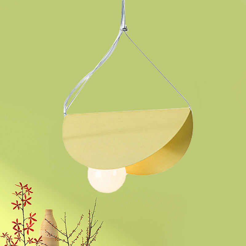 Nordic Style Fold Circle Pendant Light - Metal Suspension For Corridor And Cafe Yellow