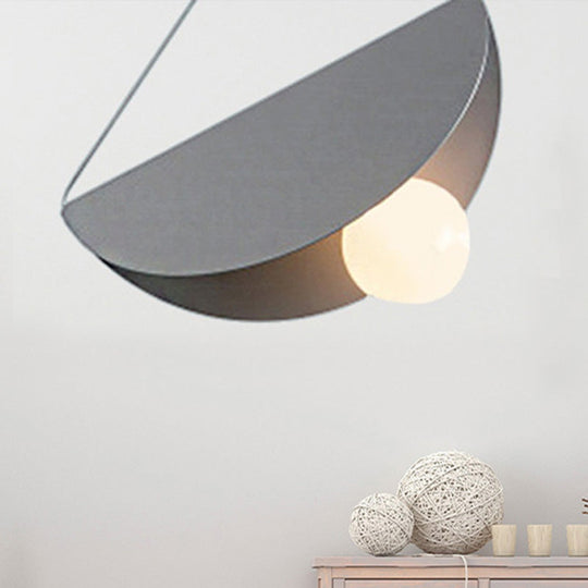 Nordic Style Fold Circle Pendant Light - Metal Suspension For Corridor And Cafe Grey