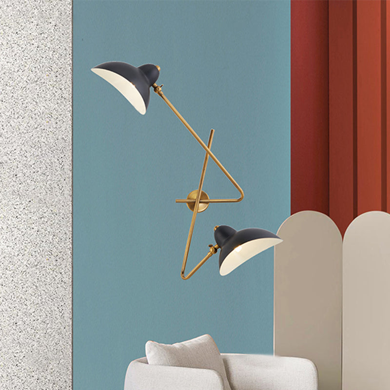 Modern Metal Duckbill Wall Sconce Lamp 2-Light Black Fixture For Living Room