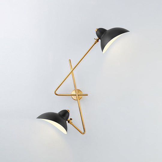 Modern Metal Duckbill Wall Sconce Lamp 2-Light Black Fixture For Living Room