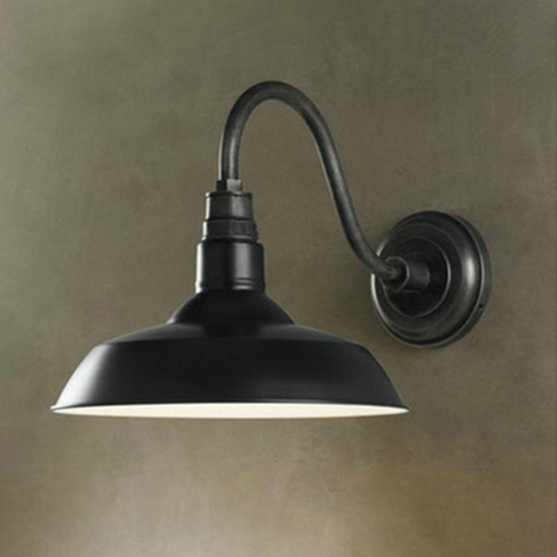 Industrial Iron Wall Light Fixture - Single-Bulb Mount Lighting Pot Lid Design Black