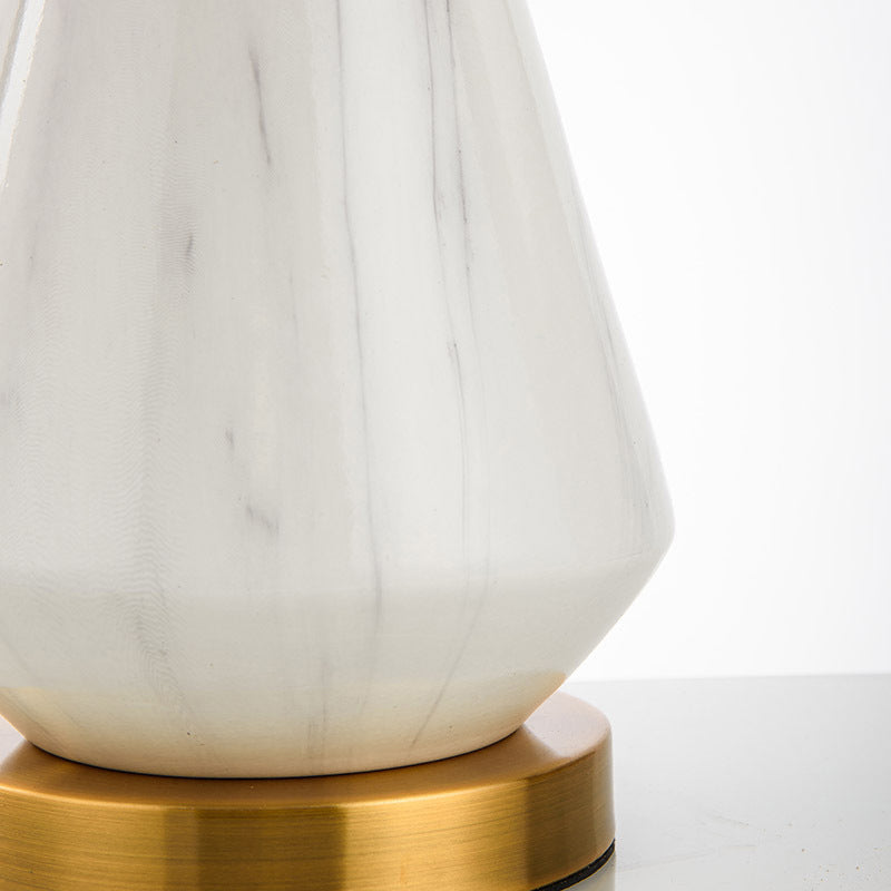 Nordic Ceramic Diamond Night Light With Fabric Empire Shade - Single Table Lamp