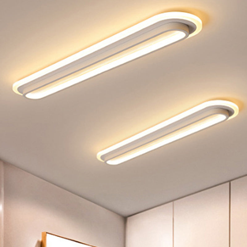 Contemporary Led Oval Ceiling Light With White/Warm Acrylic Diffuser - 19/23/31 Wide