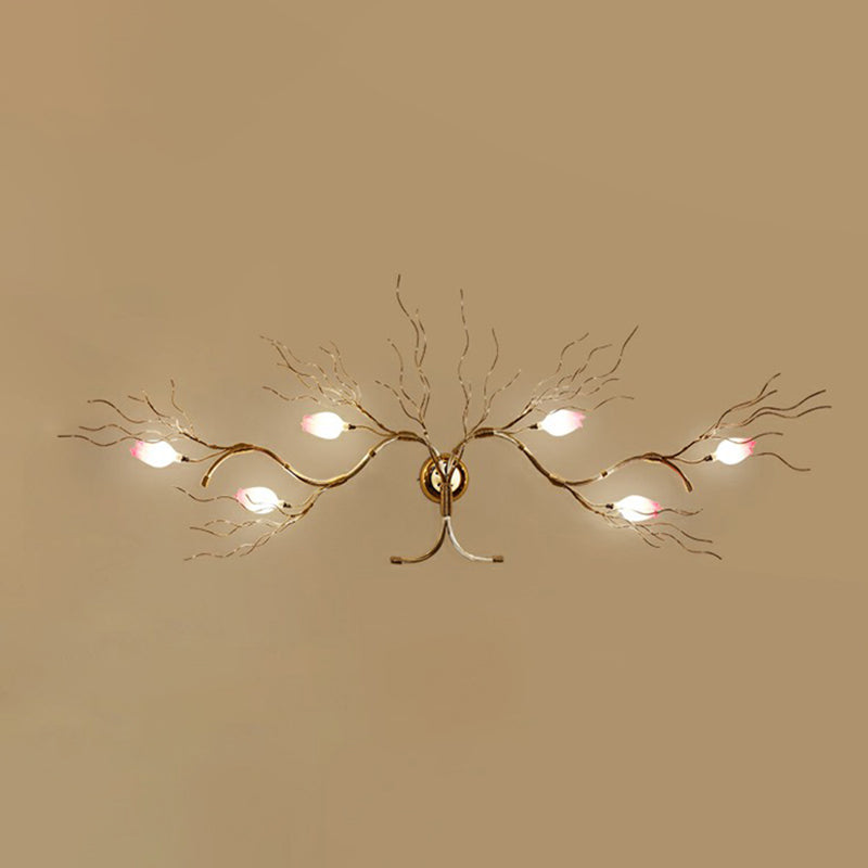 Art Deco Aluminum Sconce Light With 6 Bulbs For Living Room Wall Decor White