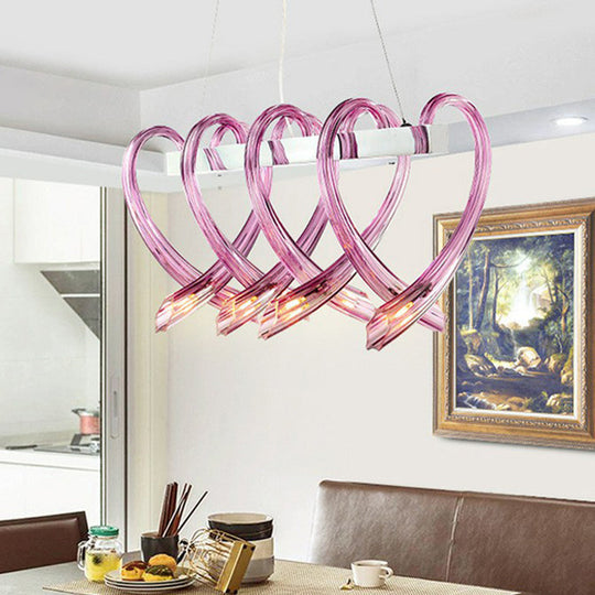 Heart Shaped Crystal Glass Led Hanging Light Fixture - Perfect For Restaurants