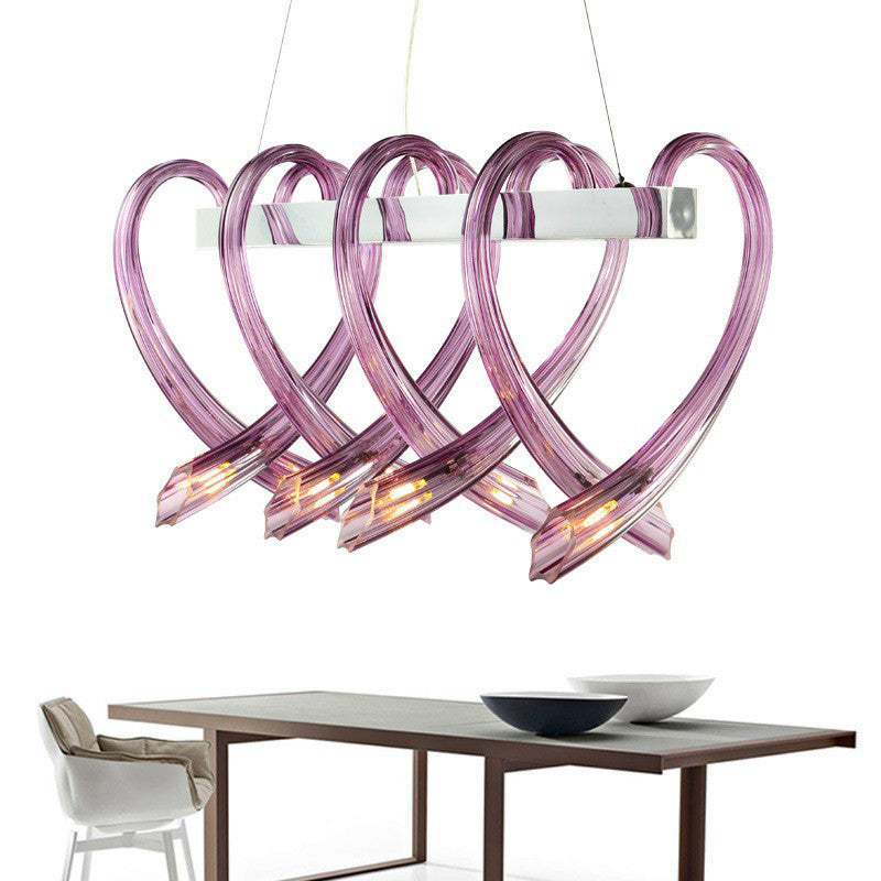 Heart Shaped Crystal Glass Led Hanging Light Fixture - Perfect For Restaurants