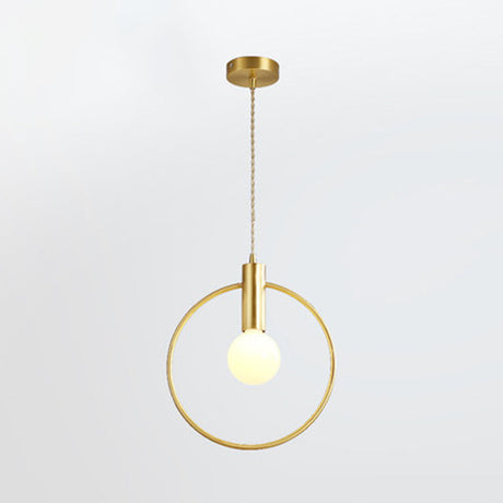 Minimalist Gold Pendant Lamp With Bulb Ring Pendulum For Bedroom