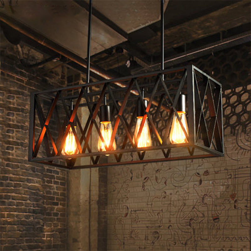 Black Metal Suspension Pendant Light For Dining Room And Warehouse 4 /