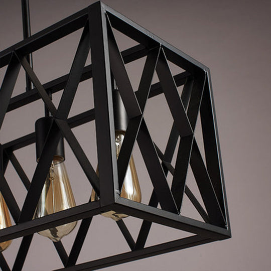 Black Metal Suspension Pendant Light For Dining Room And Warehouse