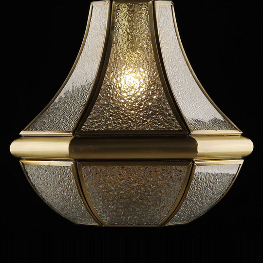 Antiqued Bronze Pear Shaped Ceiling Lamp With Textured Glass
