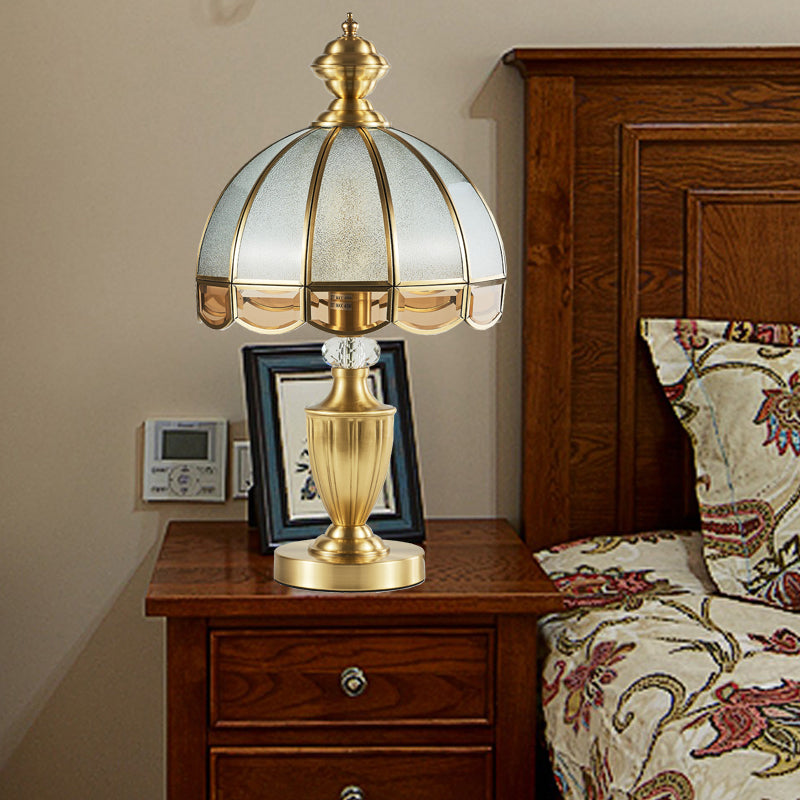 Bronze Hemispherical Night Light - Colonial Frosted Glass Table Lamp