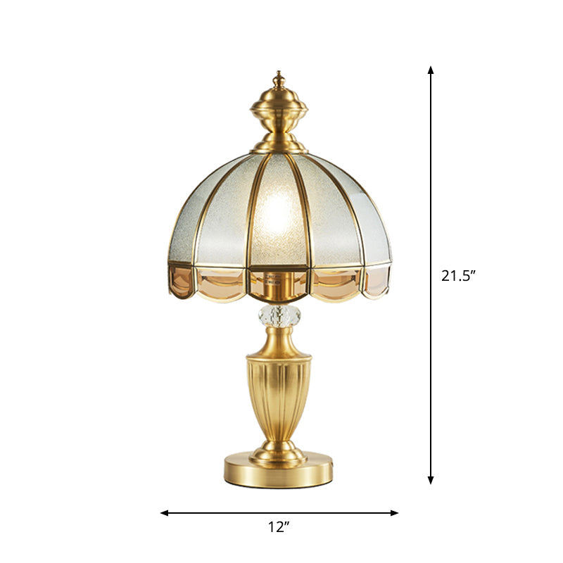 Bronze Hemispherical Night Light - Colonial Frosted Glass Table Lamp