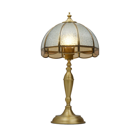 Dome-Shaped Water Glass Night Lamp - Traditional Brass Table Light For Bedrooms