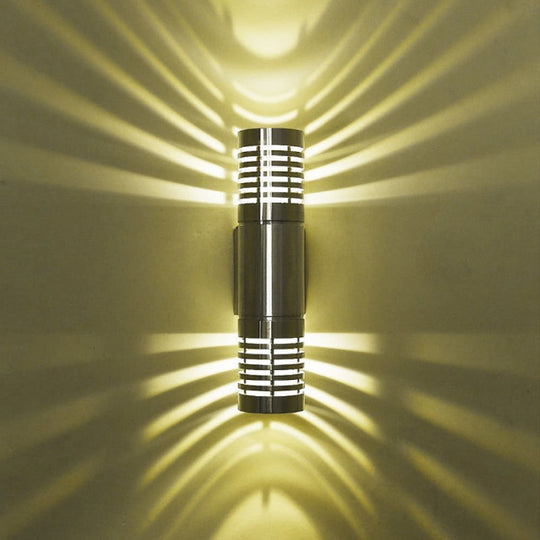 Modern Chrome Led Wall Lamp With Hollow Design And Warm/White Light