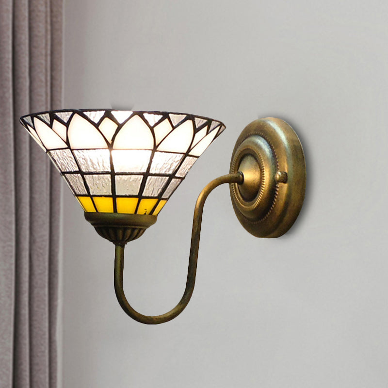 Baroque Lotus Glass Sconce Light For Hallway With Clear Dimple