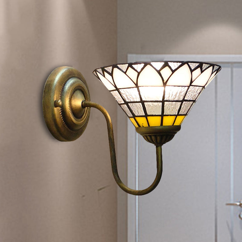 Baroque Lotus Glass Sconce Light For Hallway With Clear Dimple