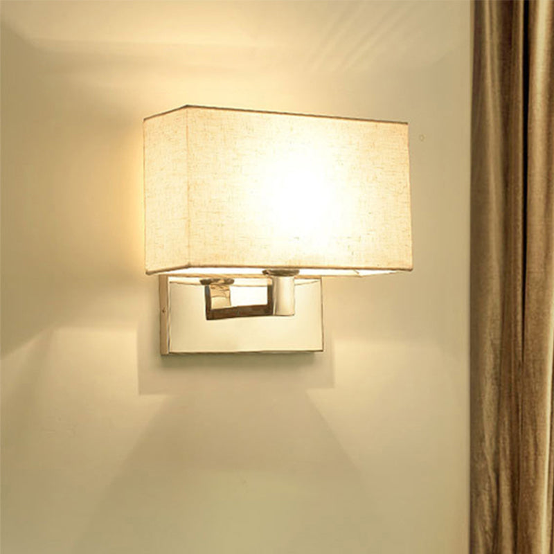 Simple Beige Fabric Led Wall Light Sconce For Bedroom / A