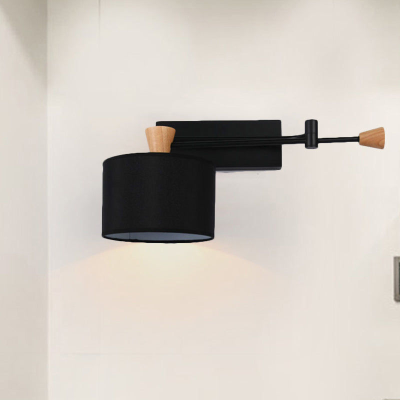 Modern Drum Wall Sconce Light In Black/White For Living Rooms Black