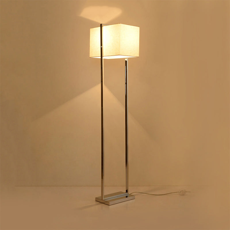 Modern Rectangular Floor Lamp In Beige With Metal Base - Perfect For Reading