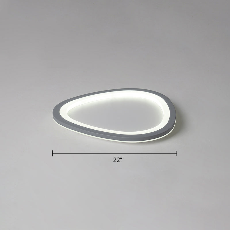 Ultra-Thin Nordic Acrylic Led Ceiling Light In Dark Grey Droplet Shape Gray / 22 White