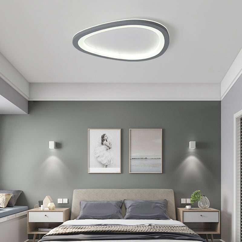 Ultra-Thin Nordic Acrylic Led Ceiling Light In Dark Grey Droplet Shape