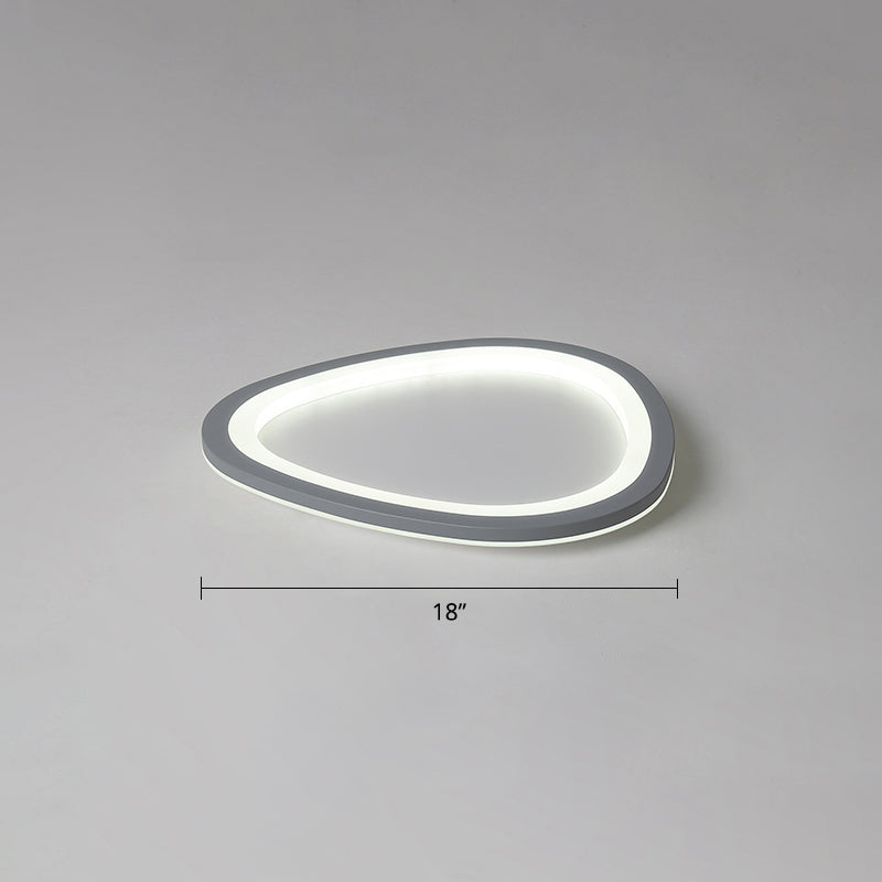 Ultra-Thin Nordic Acrylic Led Ceiling Light In Dark Grey Droplet Shape Gray / 18 White