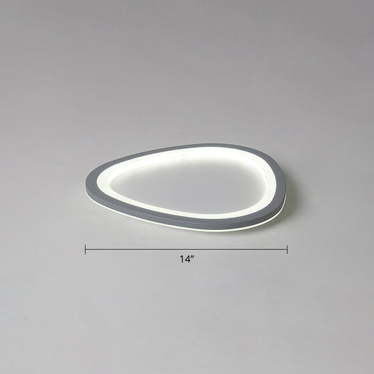 Ultra-Thin Nordic Acrylic Led Ceiling Light In Dark Grey Droplet Shape Gray / 14 White