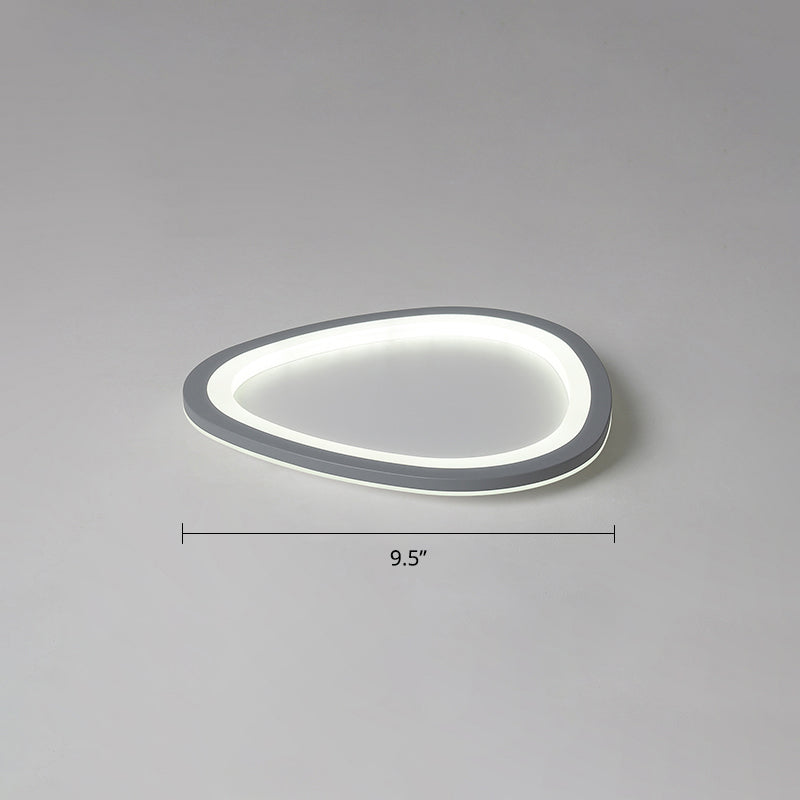 Ultra-Thin Nordic Acrylic Led Ceiling Light In Dark Grey Droplet Shape Gray / 9.5 White
