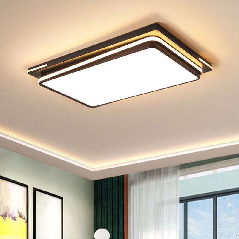 Modern Acrylic Flush Mount Ceiling Light: Quad Shaped Black - Ideal For Living Room / 33.5 Warm