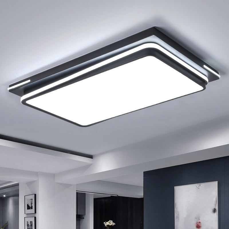 Modern Acrylic Flush Mount Ceiling Light: Quad Shaped Black - Ideal For Living Room