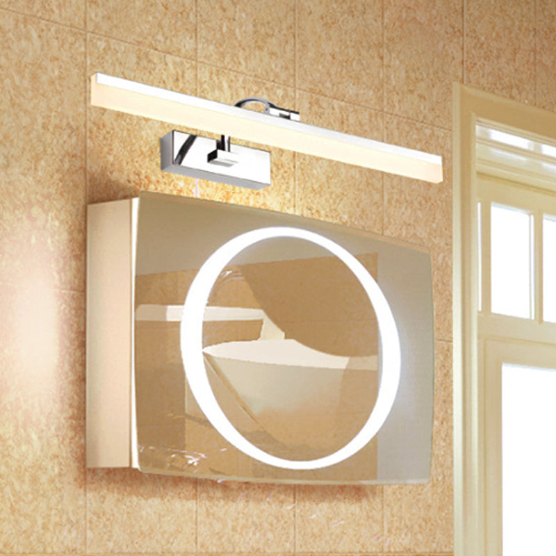Contemporary Led Vanity Light Slim Acrylic Design Chrome Finish Wall Mounted Bathroom Lamp (16/19.5