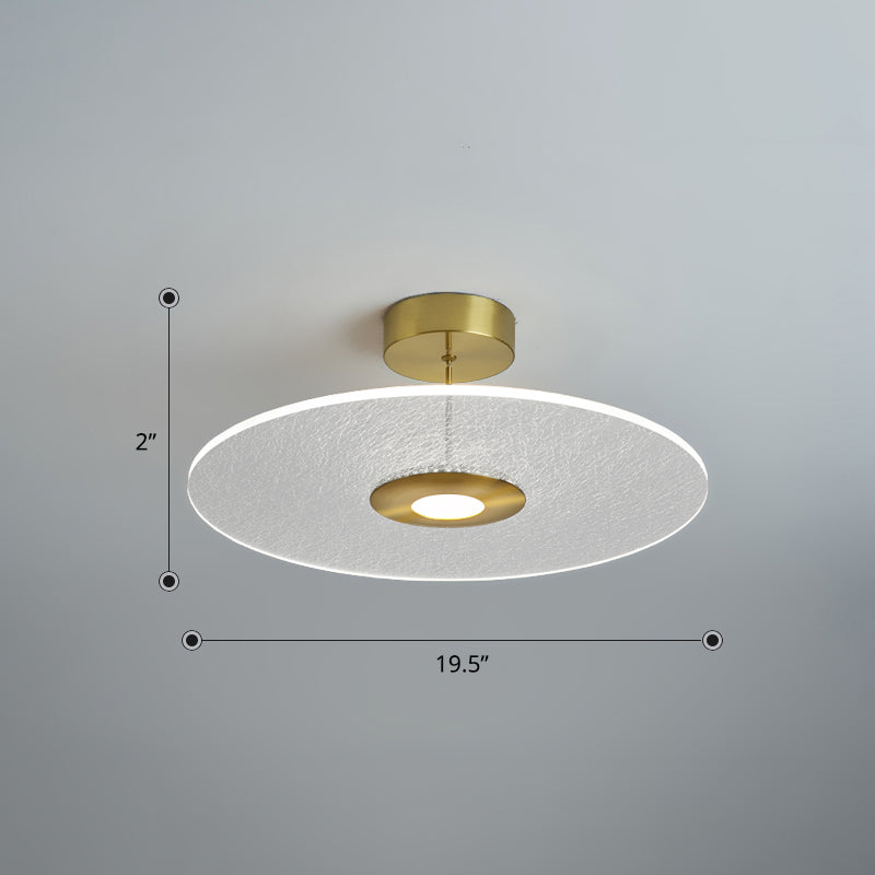 Gold Led Bedroom Ceiling Light: Simple Disk-Shaped Flush Mount / White