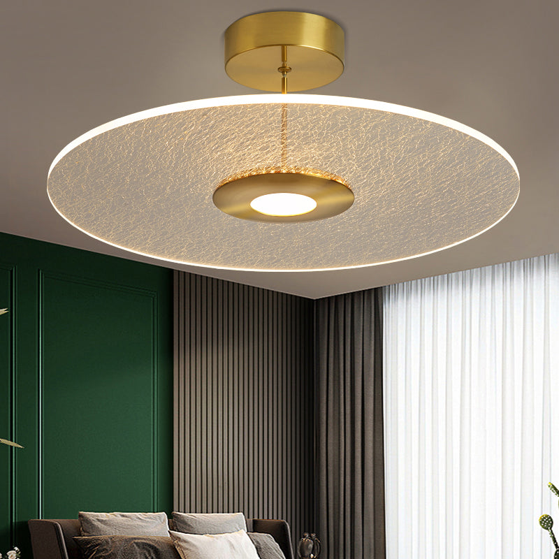 Gold Led Bedroom Ceiling Light: Simple Disk-Shaped Flush Mount