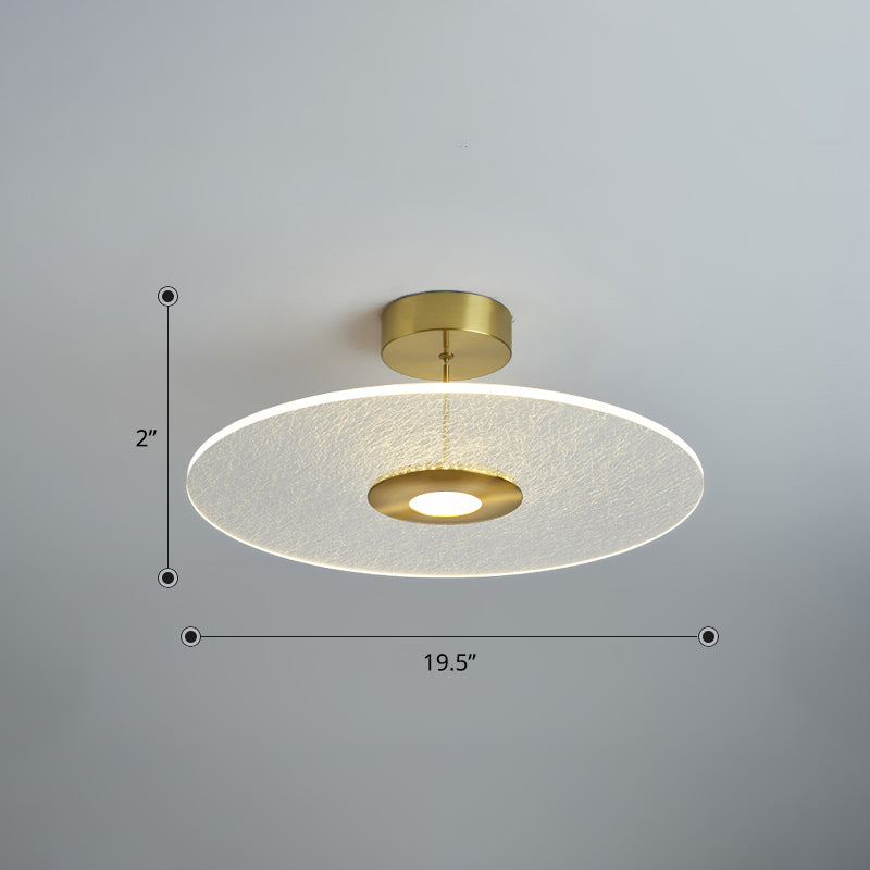 Gold Led Bedroom Ceiling Light: Simple Disk-Shaped Flush Mount / Third Gear