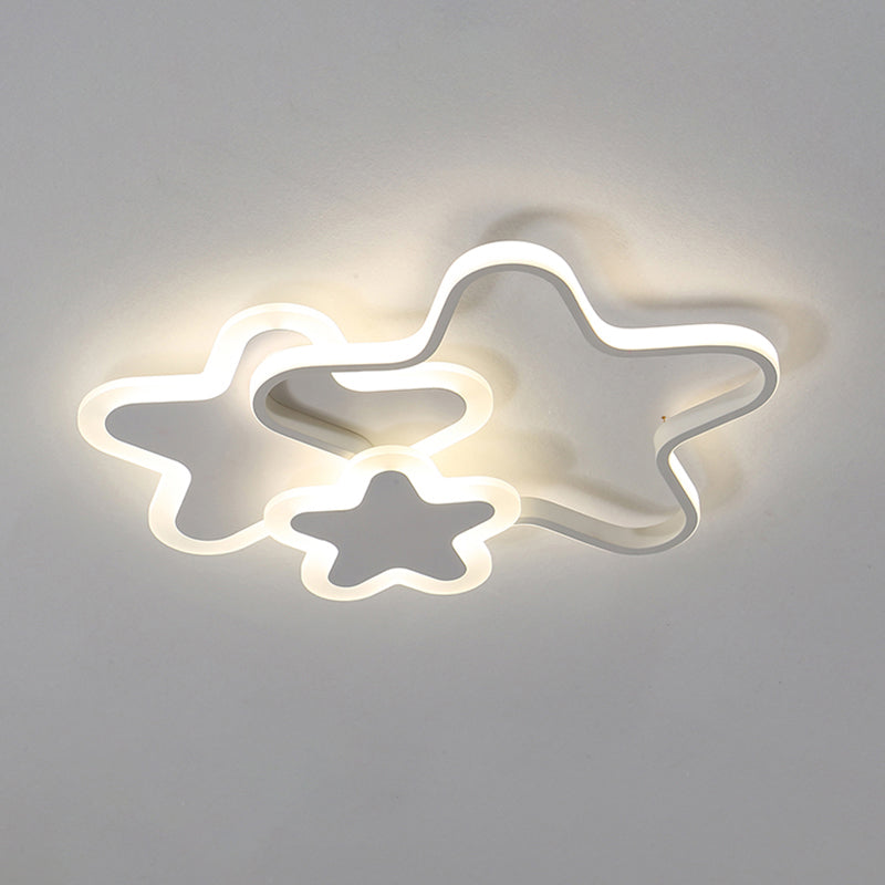 Cartoon Star Led Flush Mount Ceiling Light Fixture For Kids Room White / 16.5 Remote Control