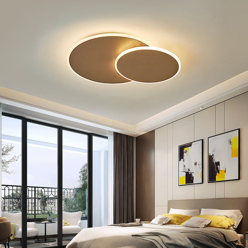 Dual Round Flushmount Led Ceiling Light - Minimalist Metal Surface Mounted For Bedroom
