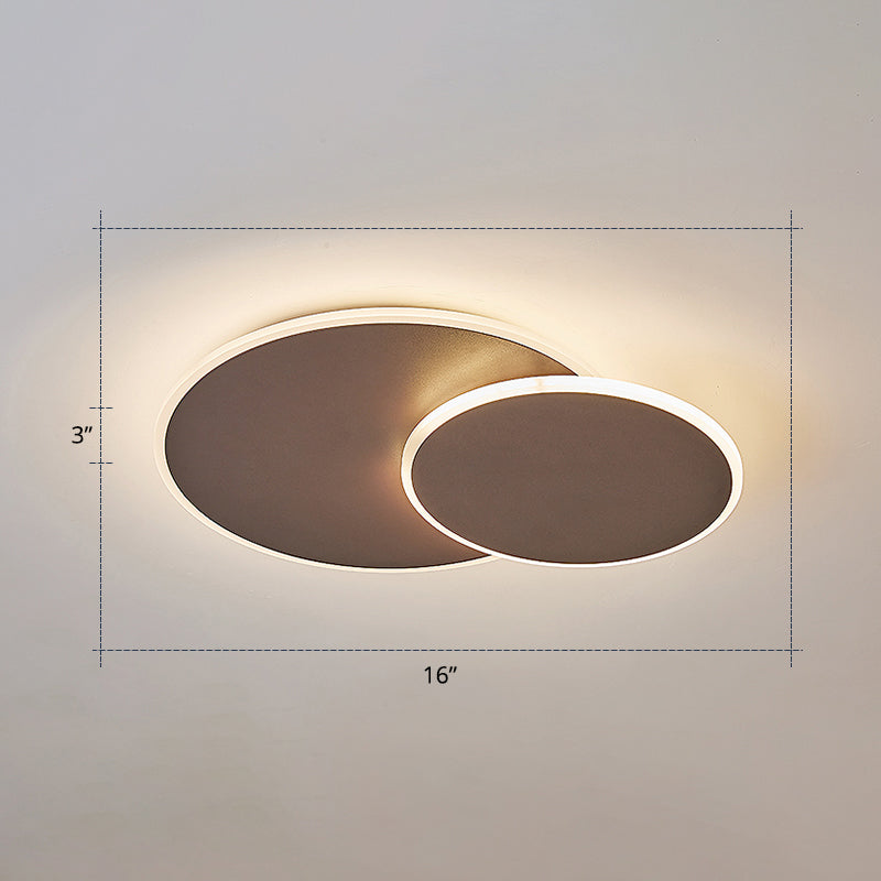 Dual Round Flushmount Led Ceiling Light - Minimalist Metal Surface Mounted For Bedroom Coffee / 16