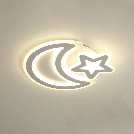 Nordic Led Ceiling Lamp: Moon And Star Acrylic Flush Mount Light For Kids Room White / Third Gear