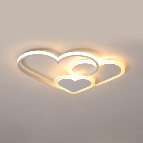 Contemporary Acrylic Led Flush Ceiling Light Fixture - Loving Heart Design For Bedrooms White / 16.5
